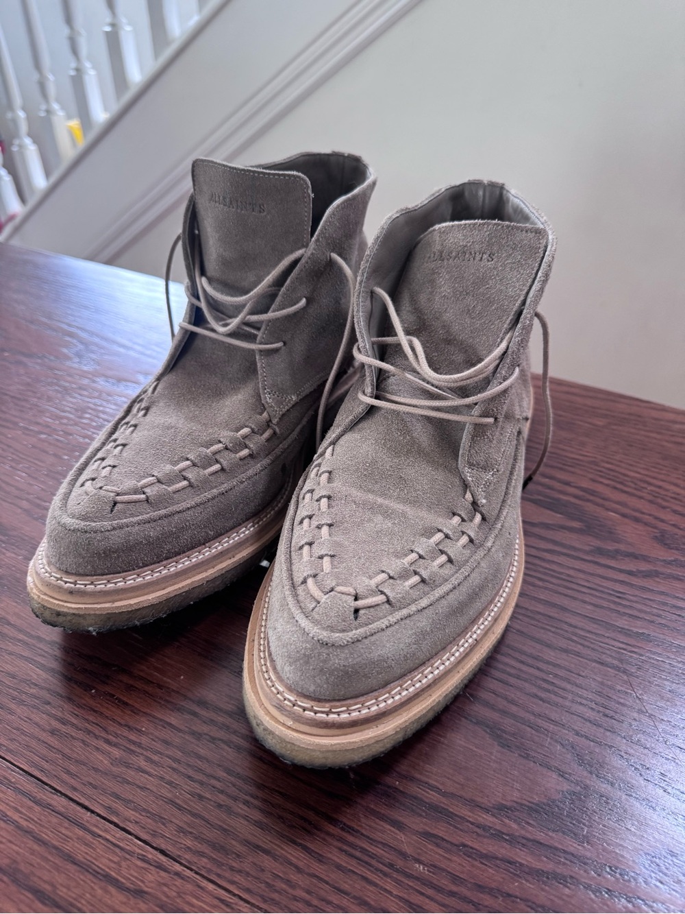 AllSaints Men’s Suede Chukka Boots Gray Taupe Size 45 (US 12)